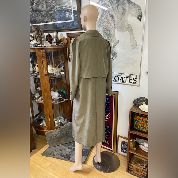 Vintage Grey-Green Shimmery Trench Coat - Picture 7 of 13